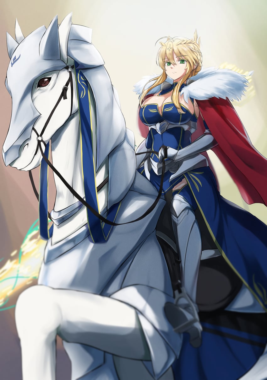 artoria pendragon and dun stallion (fate and 1 more) drawn by yoo_tenchi