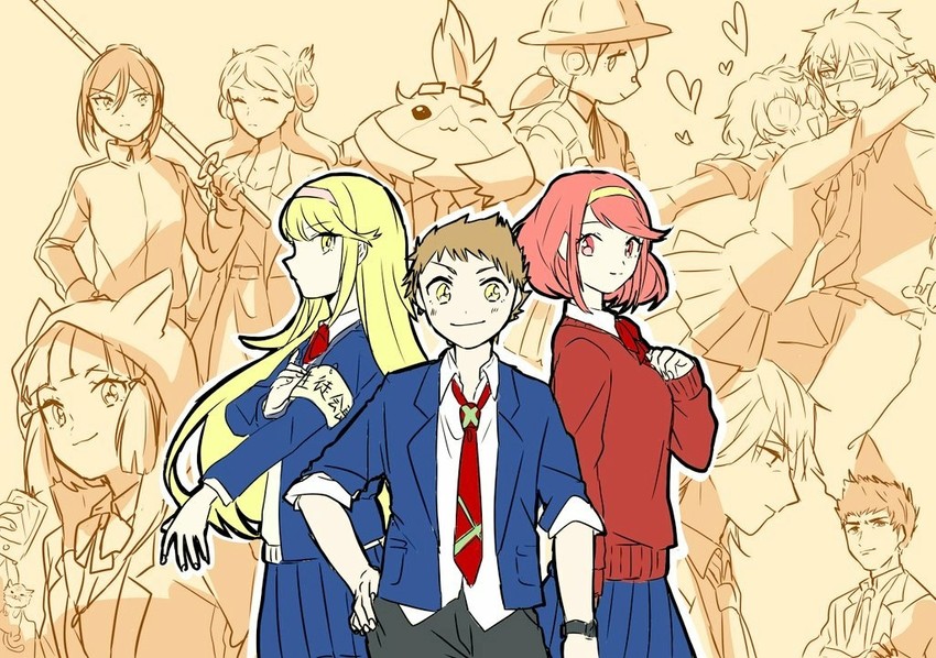pyra, mythra, nia, rex, morag ladair, and 9 more (xenoblade chronicles and 1 more) drawn by noki_(nikumasyumaro)