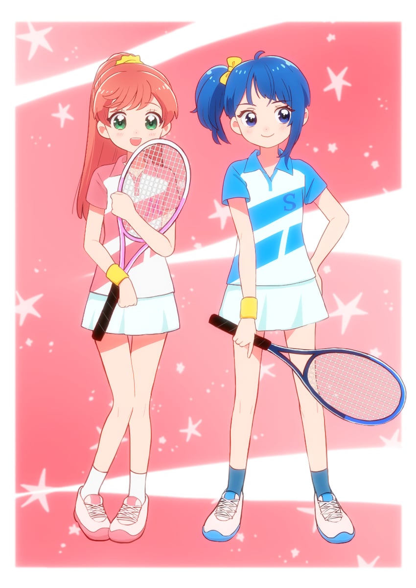 sora harewataru and nijigaoka mashiro (precure and 1 more) drawn by kyanos_(b_0000ff)