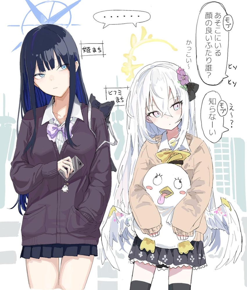 saori, azusa, and peroro (blue archive) drawn by haruharu_sensei