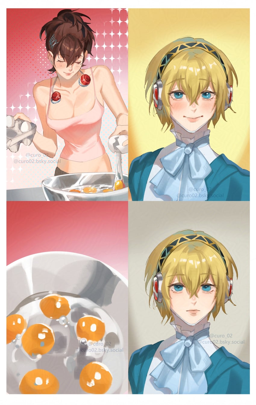 aigis and shiomi kotone (persona and 2 more) drawn by curo_(curo_02)