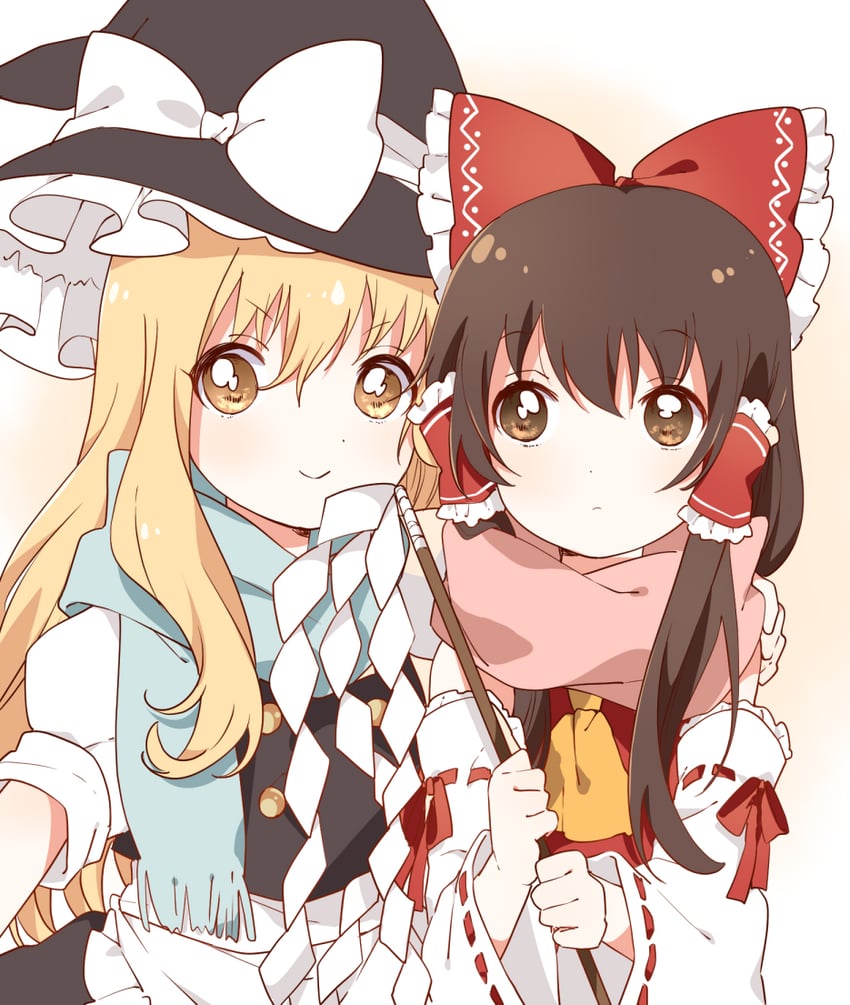 hakurei reimu and kirisame marisa (touhou) drawn by sasaki_sakiko