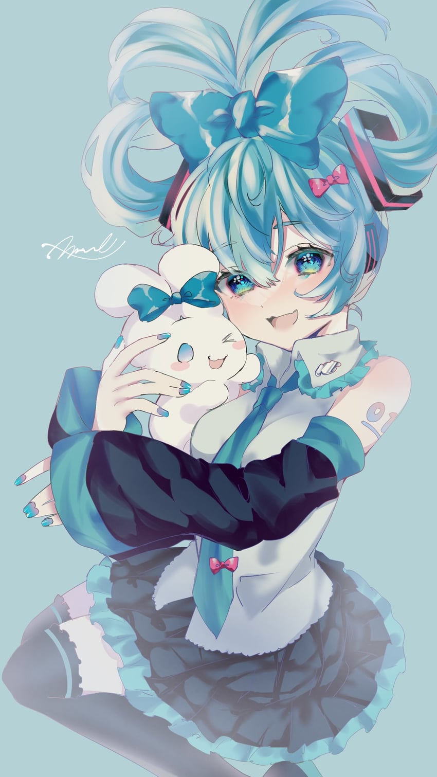 hatsune miku, cinnamoroll, and cinnamiku (vocaloid and 2 more) drawn by mobukyara_(mobumobu0817)