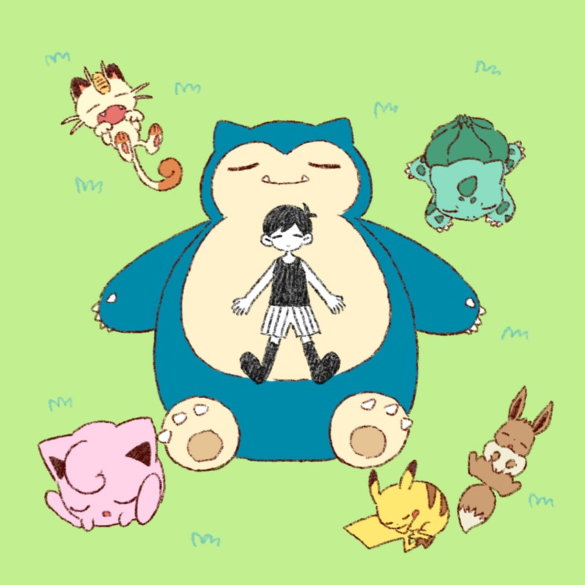 pikachu, eevee, omori, bulbasaur, jigglypuff, and 2 more (pokemon and 2 more) drawn by sun_iiinu