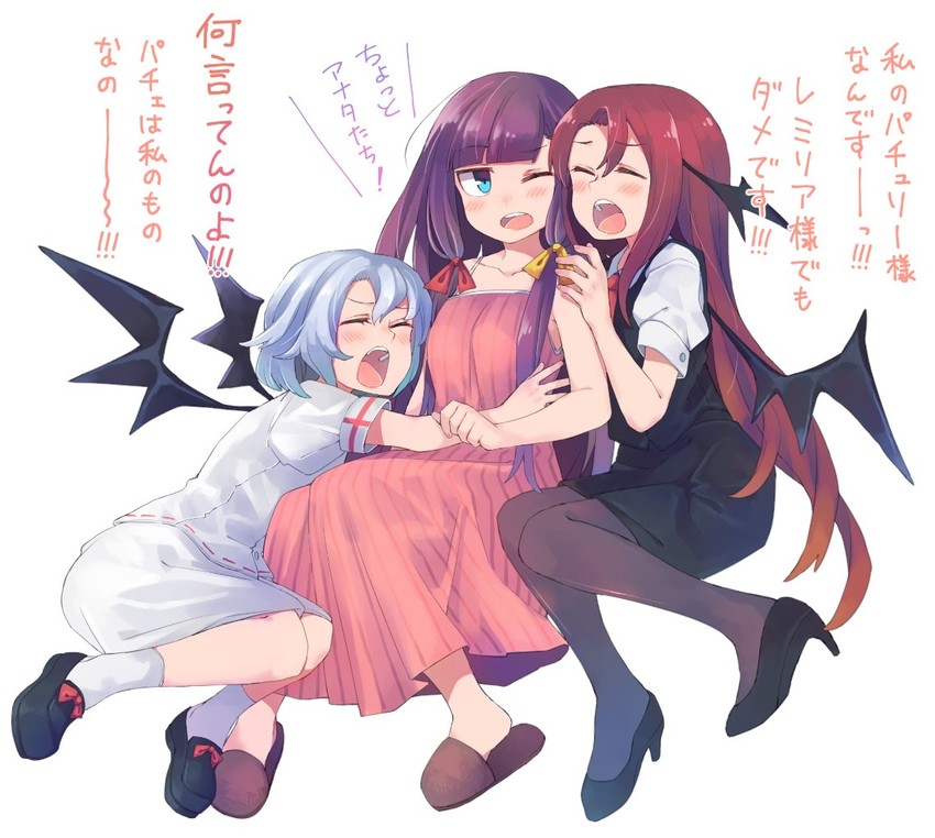 remilia scarlet, patchouli knowledge, and koakuma (touhou) drawn by anarogumaaa