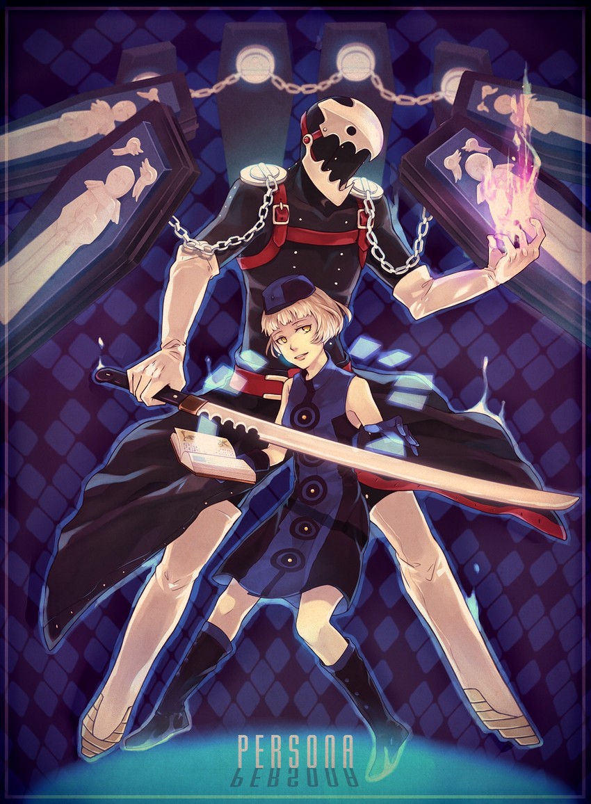 elizabeth and thanatos (persona and 2 more) drawn by hima_no