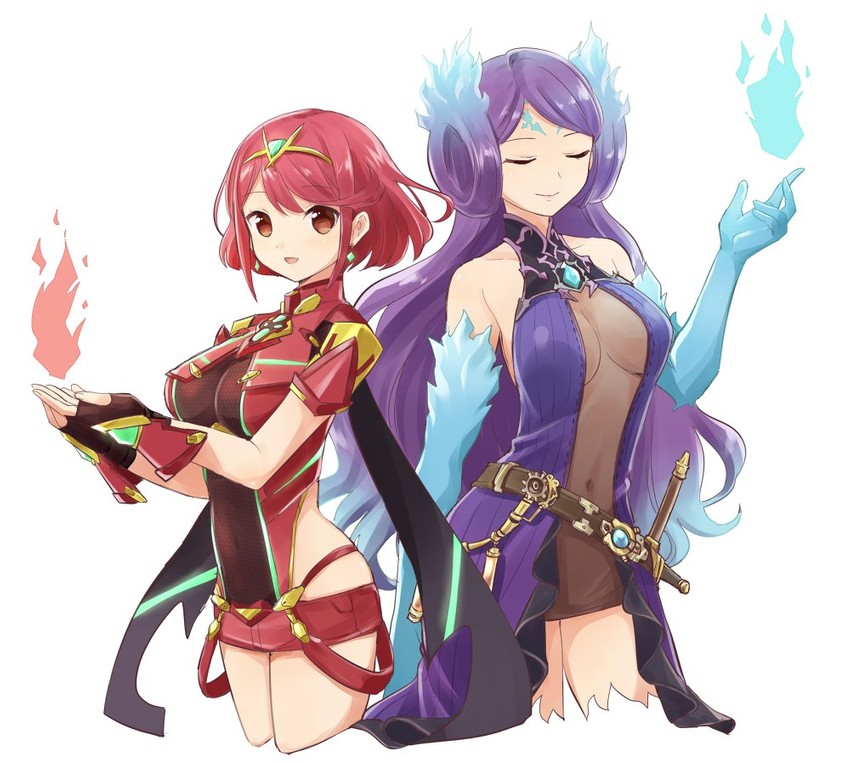 pyra and brighid (xenoblade chronicles and 1 more) drawn by madanai_(morisumeshi)