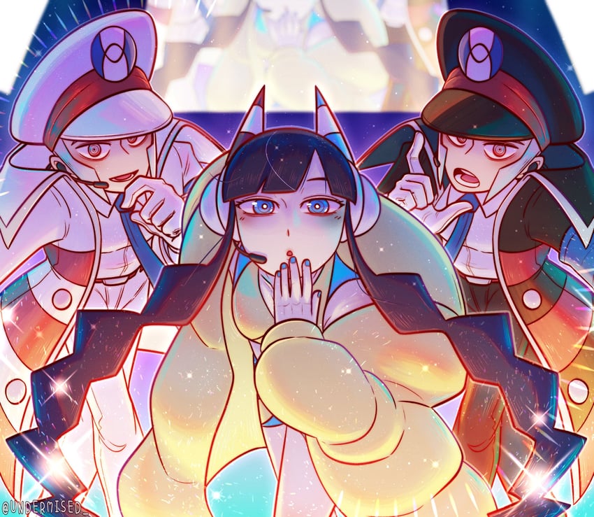 elesa, ingo, and emmet (pokemon and 1 more) drawn by m-hex