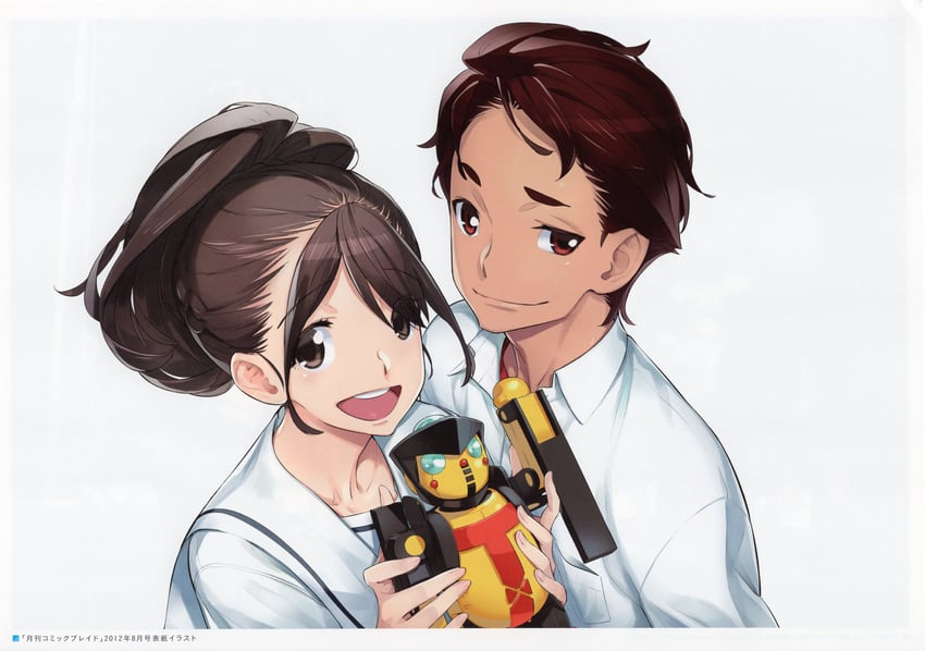 senomiya akiho, yashio kaito, and tanegashimachine-3 (robotics;notes) drawn by fukuda_tomonori