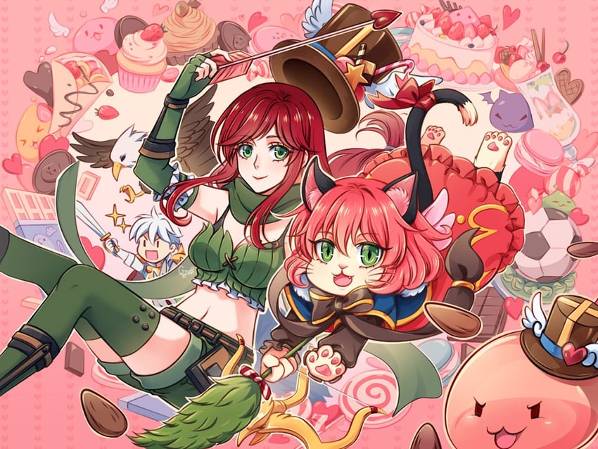 poring, ranger, rune knight, summoner, poporing, and 4 more (ragnarok online) drawn by lady_greantep