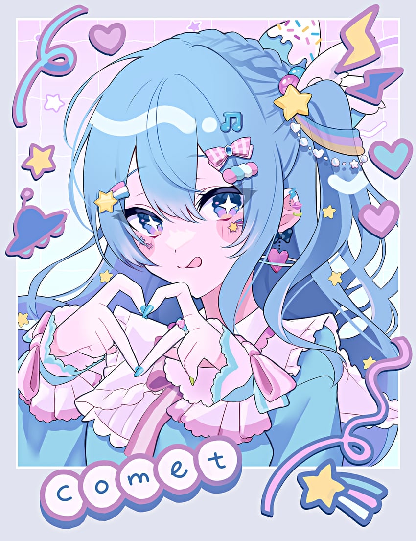 hoshimachi suisei and super idol comet-chan (hololive) drawn by soda_dokka_ikou