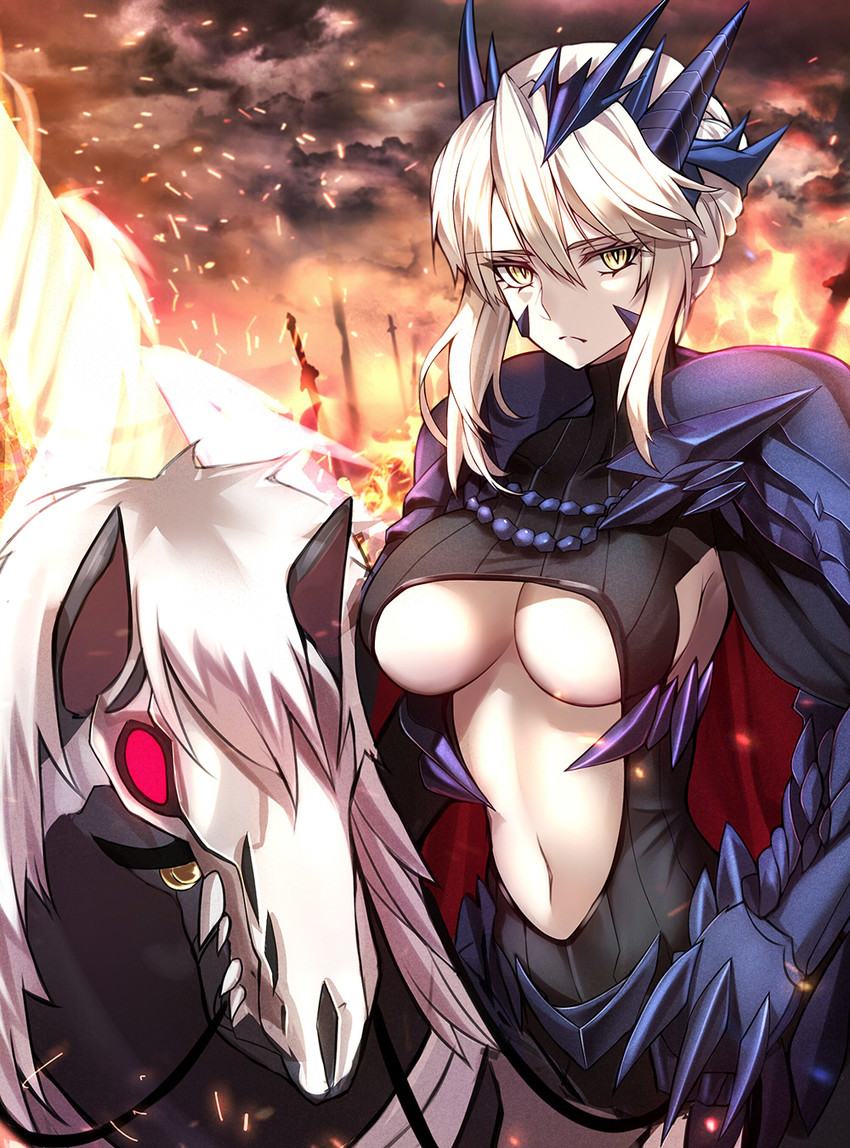 artoria pendragon and llamrei (fate and 1 more) drawn by shigure_s