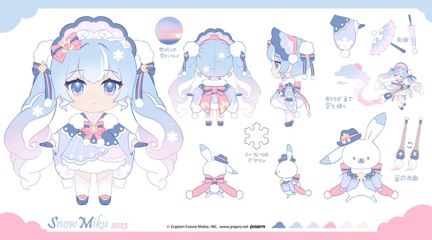 hatsune miku, yuki miku, and rabbit yukine (vocaloid) drawn by isakysaku