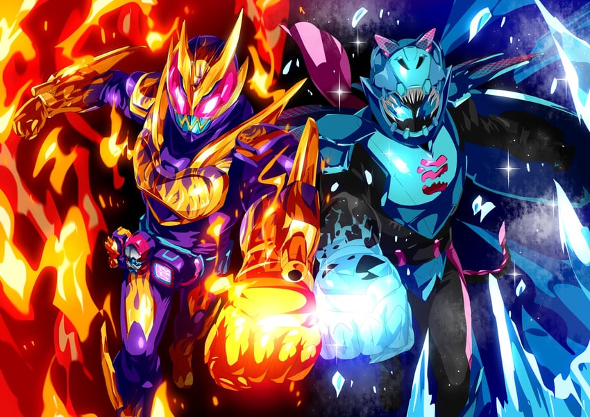 kamen rider revi and kamen rider vice (kamen rider and 1 more) drawn by otokamu