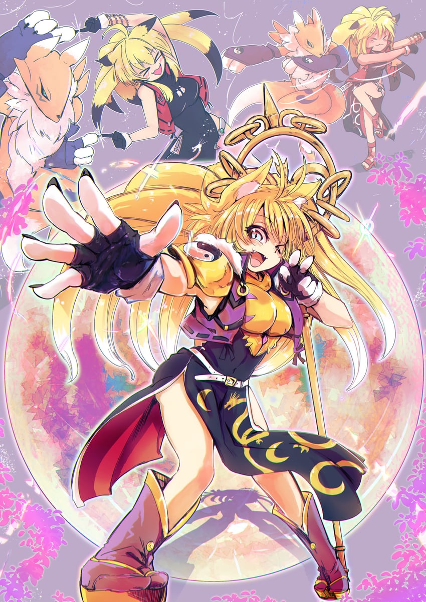 renamon, sakuyamon, and xiaomu (digimon and 3 more) drawn by icarus_(2010741)