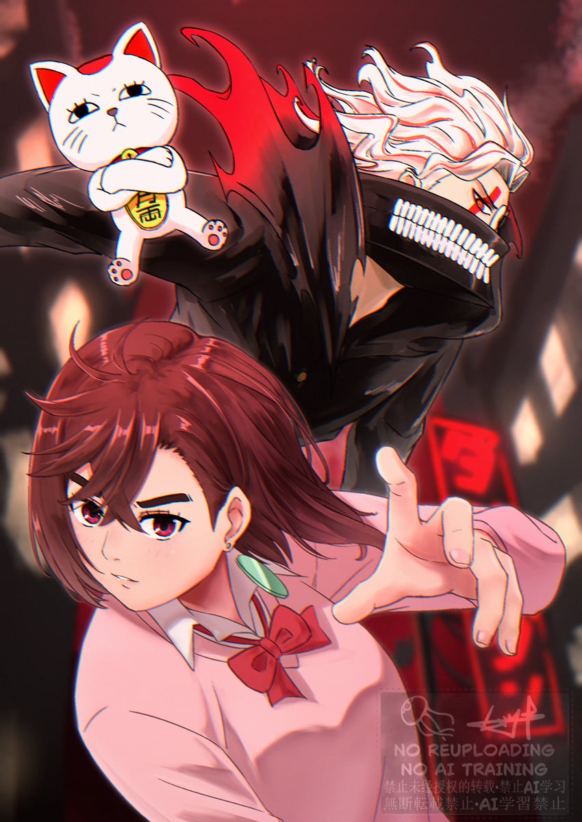 ayase momo, takakura ken, and turbo granny (dandadan) drawn by mutsuki_(mutsuki0110)