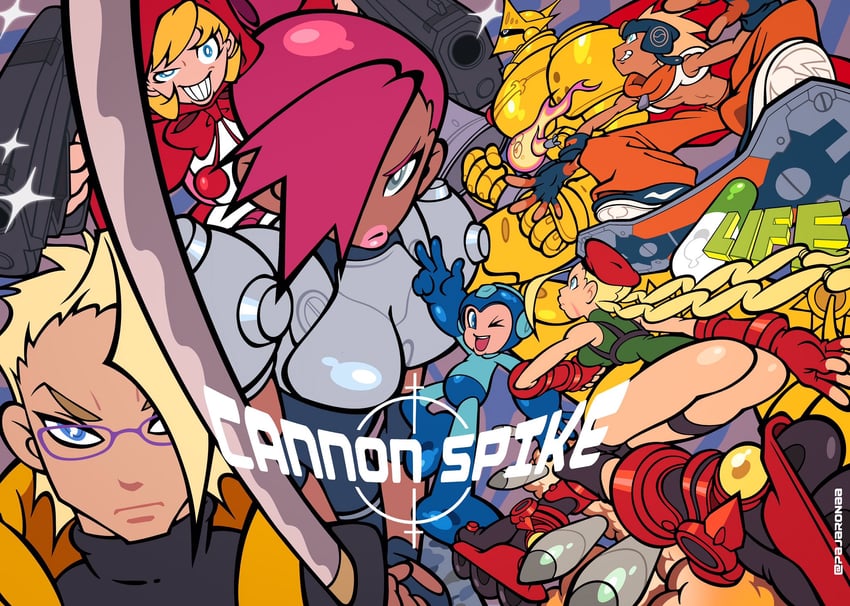 cammy white, mega man, b.b. hood, charlie nash, sir arthur, and 3 more (street fighter and 6 more) drawn by pajaronaa
