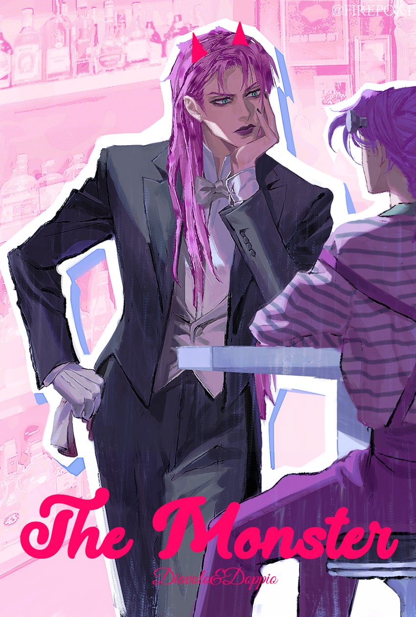 diavolo and vinegar doppio (jojo no kimyou na bouken and 1 more) drawn by firepok