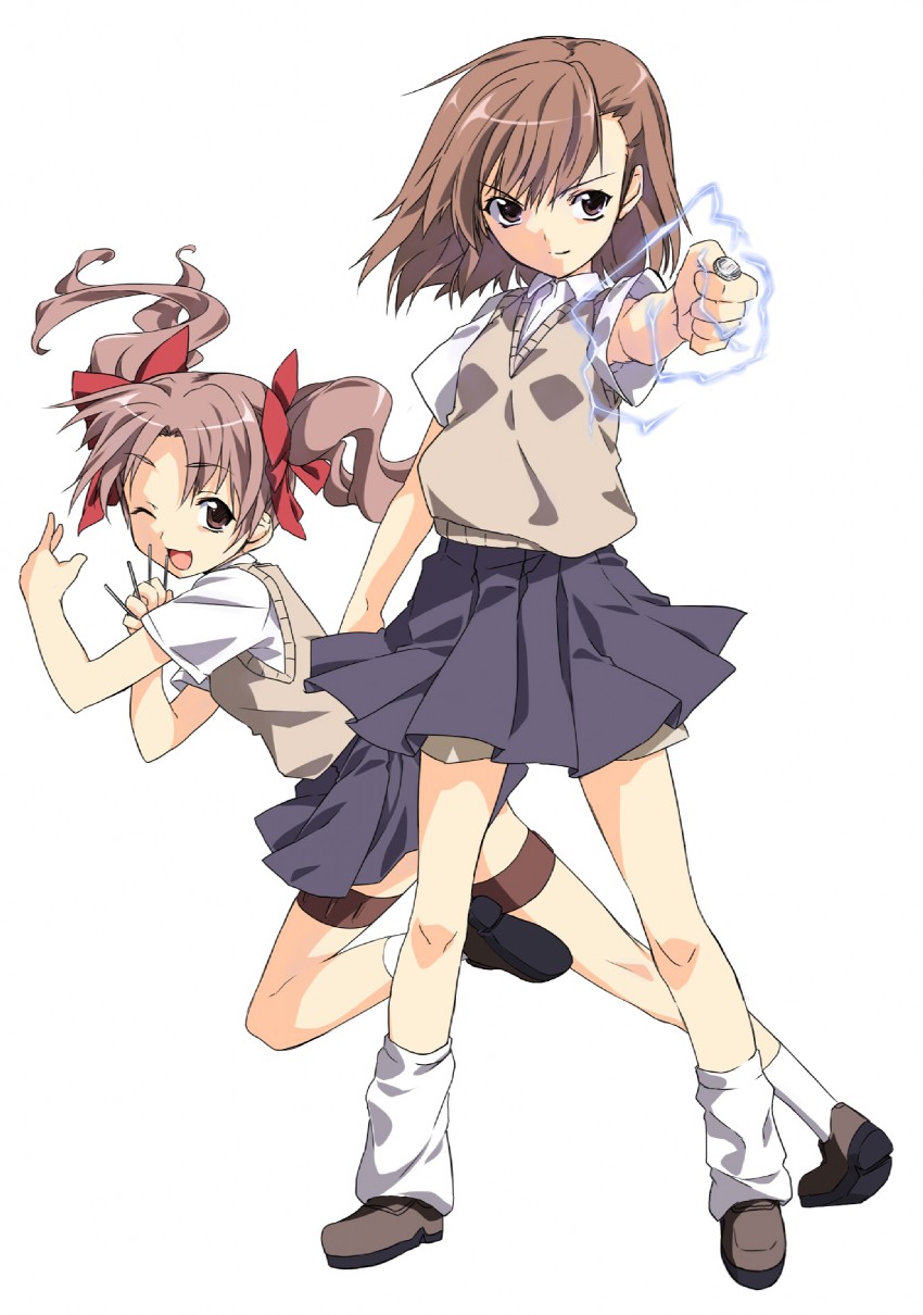 misaka mikoto and shirai kuroko (toaru majutsu no index and 1 more) drawn by take_shinobu