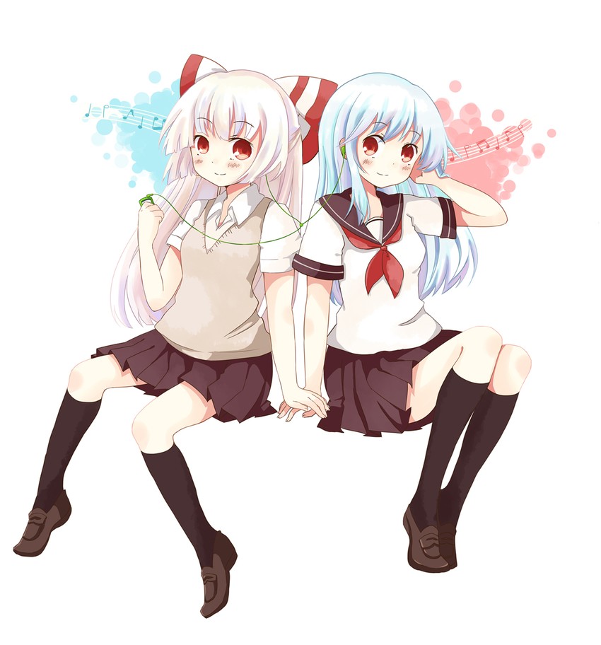 fujiwara no mokou and kamishirasawa keine (touhou) drawn by haikichi