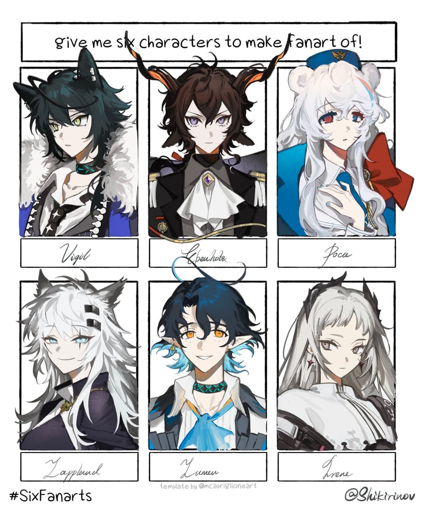 lappland, irene, rosa, lumen, ebenholz, and 1 more (arknights) drawn by shikiri