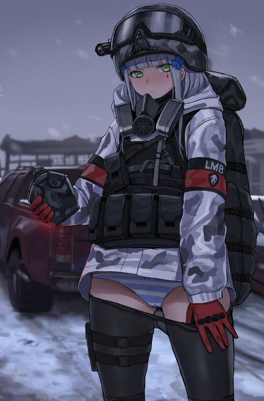 hk416 and last man battalion (girls' frontline and 1 more) drawn by kuro_(zhurunbo1997)