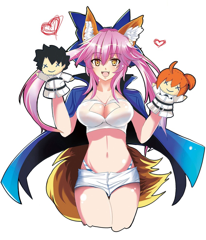 fujimaru ritsuka, tamamo, and tamamo no mae (fate and 2 more) drawn by kibi_(anycity)