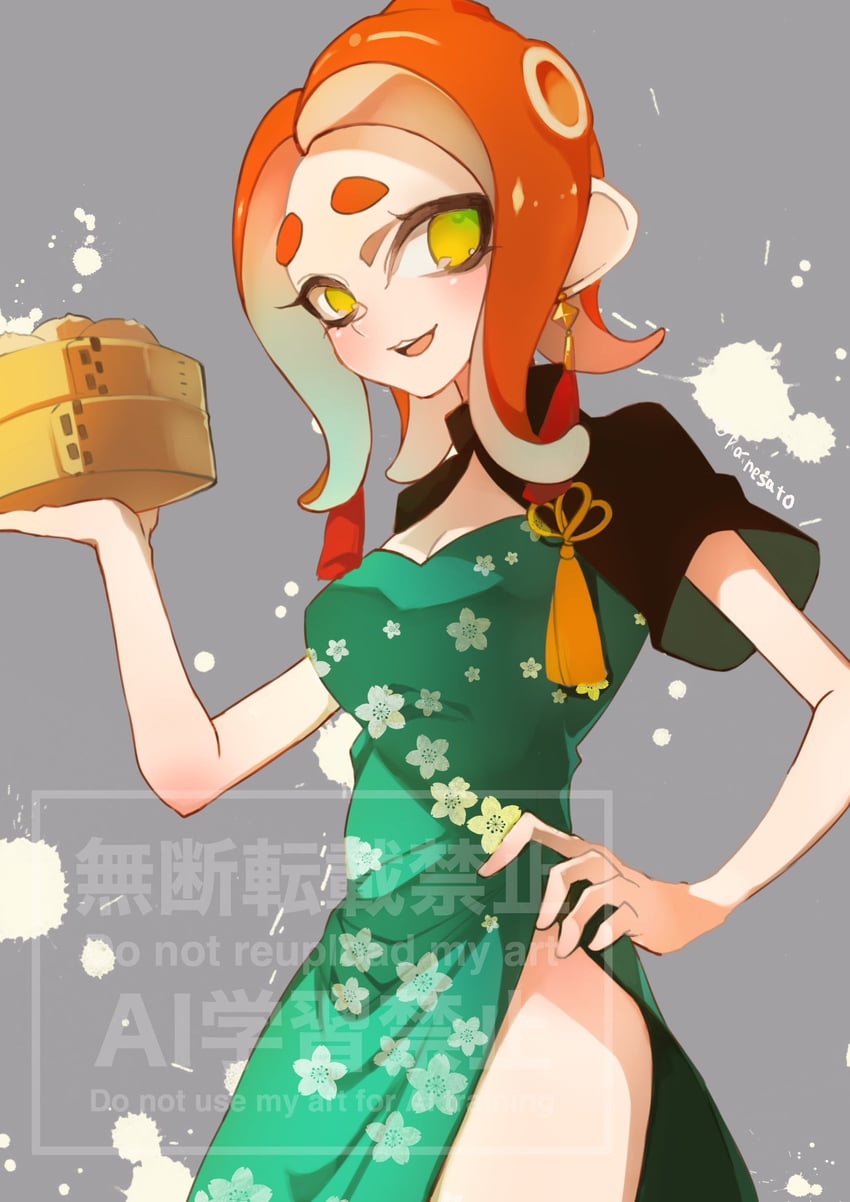 octoling player character and octoling girl (splatoon and 1 more) drawn by kainesato