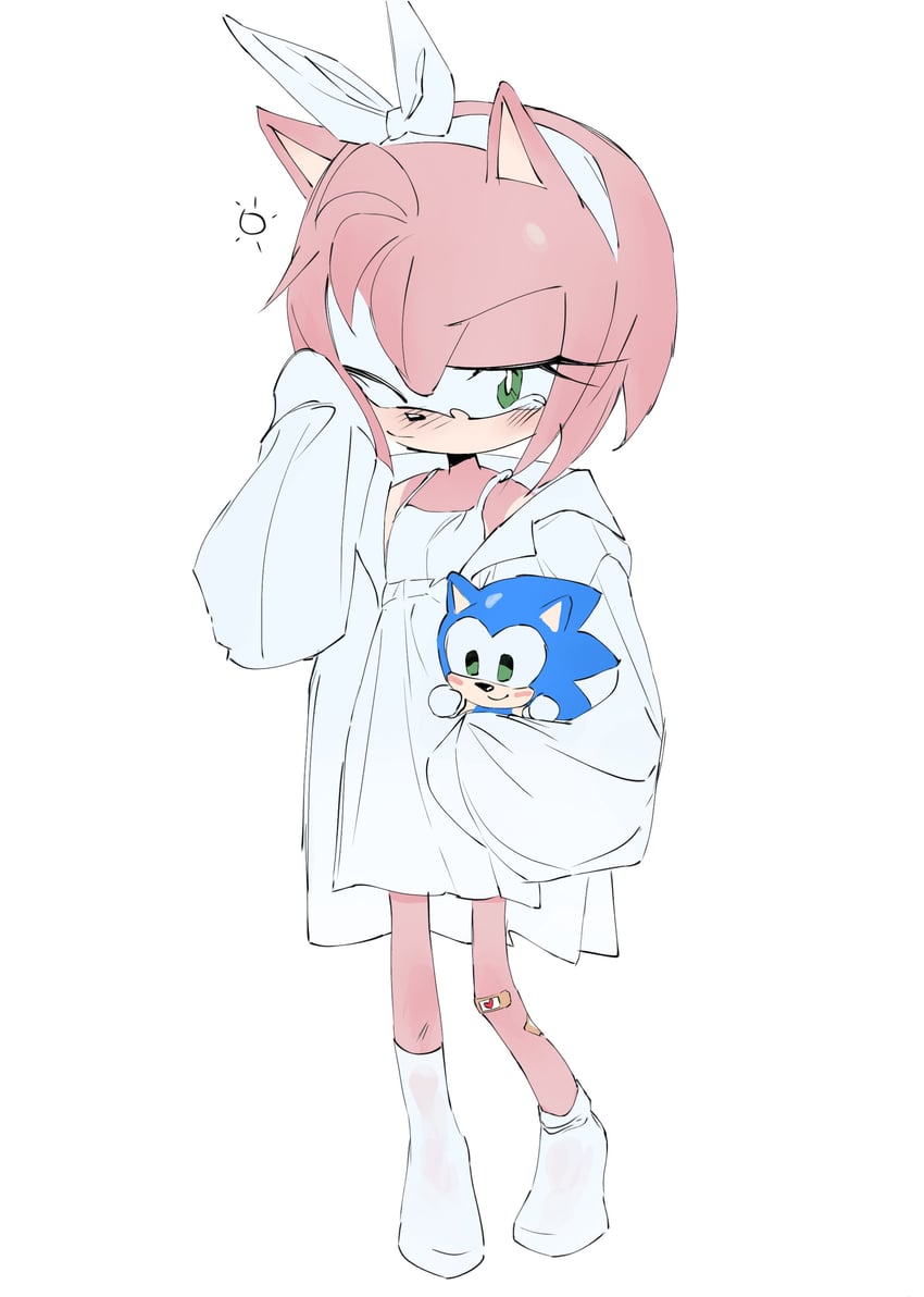 sonic the hedgehog and amy rose (sonic) drawn by guin_(imarealpenguin)