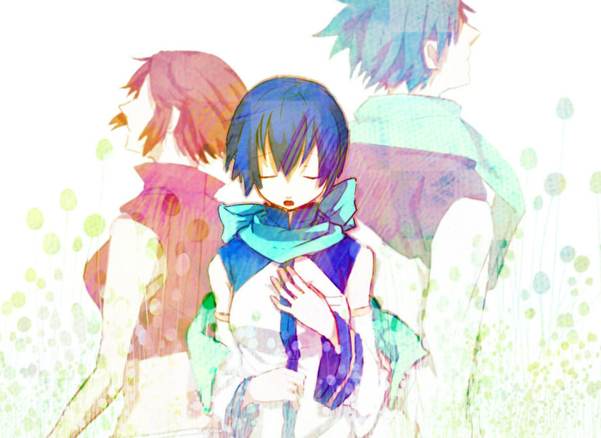 kaito, meiko, and kaiko (vocaloid) drawn by sora_05