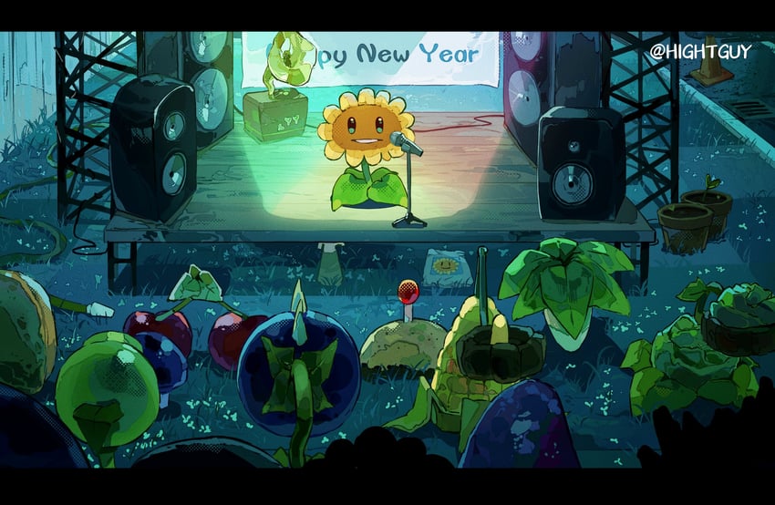 sunflower, peashooter, potato mine, puff-shroom, wall-nut, and 9 more (plants vs. zombies) drawn by hightguy