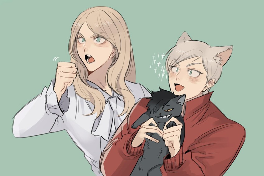 kuroo tetsurou, haiba arisa, and haiba lev (haikyuu!!) drawn by soojaeng