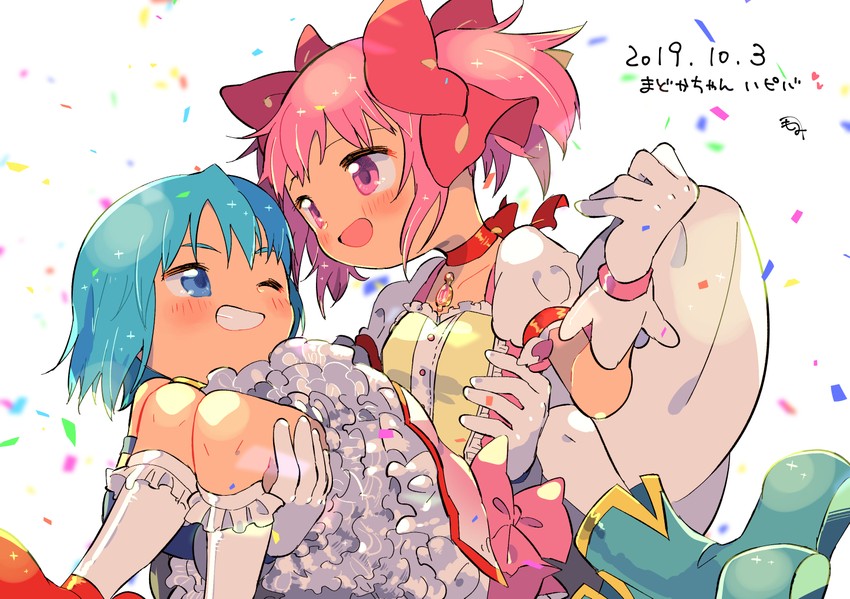 kaname madoka and miki sayaka (mahou shoujo madoka magica) drawn by kirikuchi_riku
