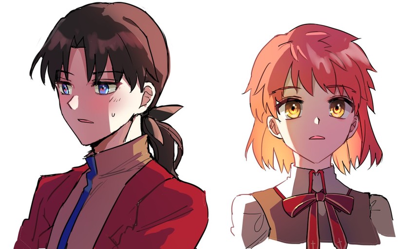tohsaka rin and emiya shirou (fate and 1 more) drawn by appleale19