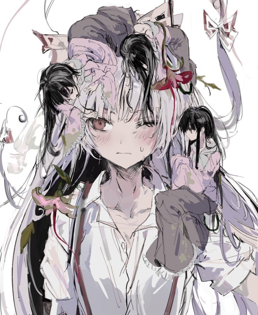fujiwara no mokou and houraisan kaguya (touhou) drawn by sesmkun