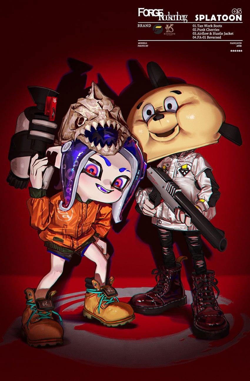 octoling player character and octoling girl (splatoon) drawn by ange-yi