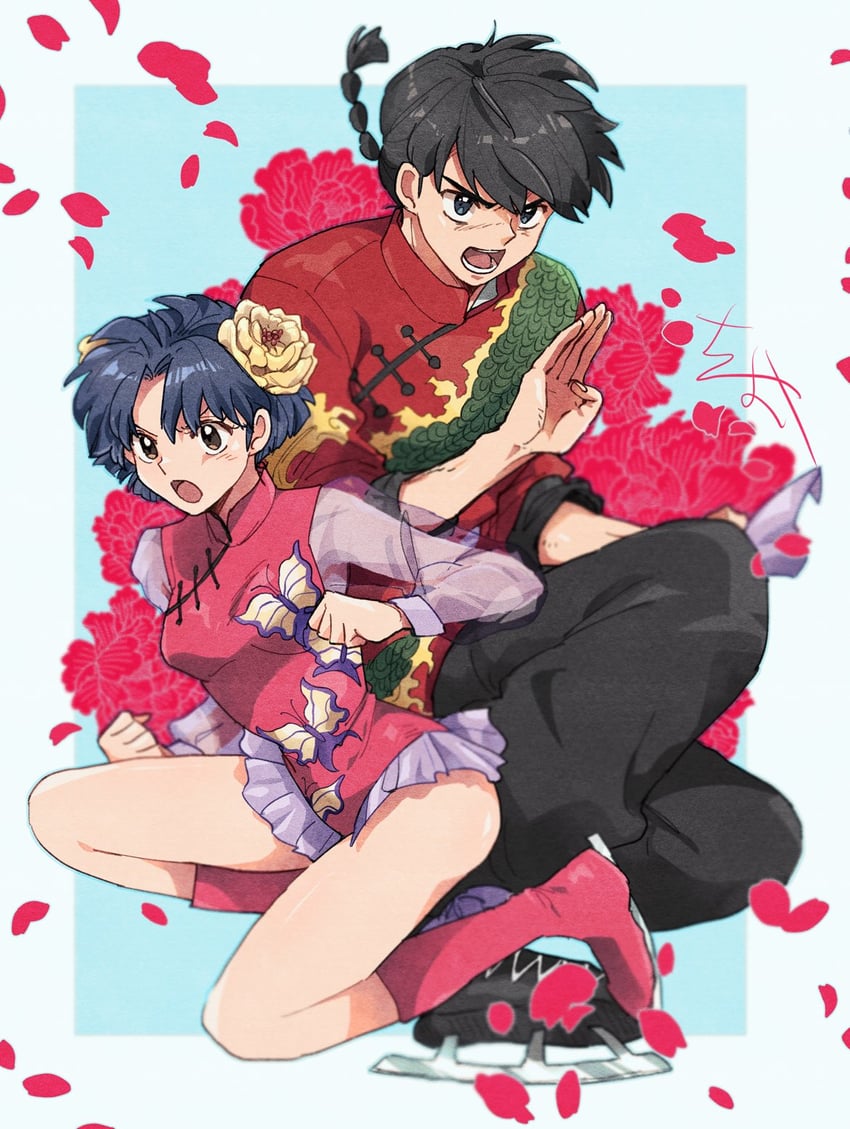 tendou akane and saotome ranma (ranma 1/2) drawn by ink-chi6