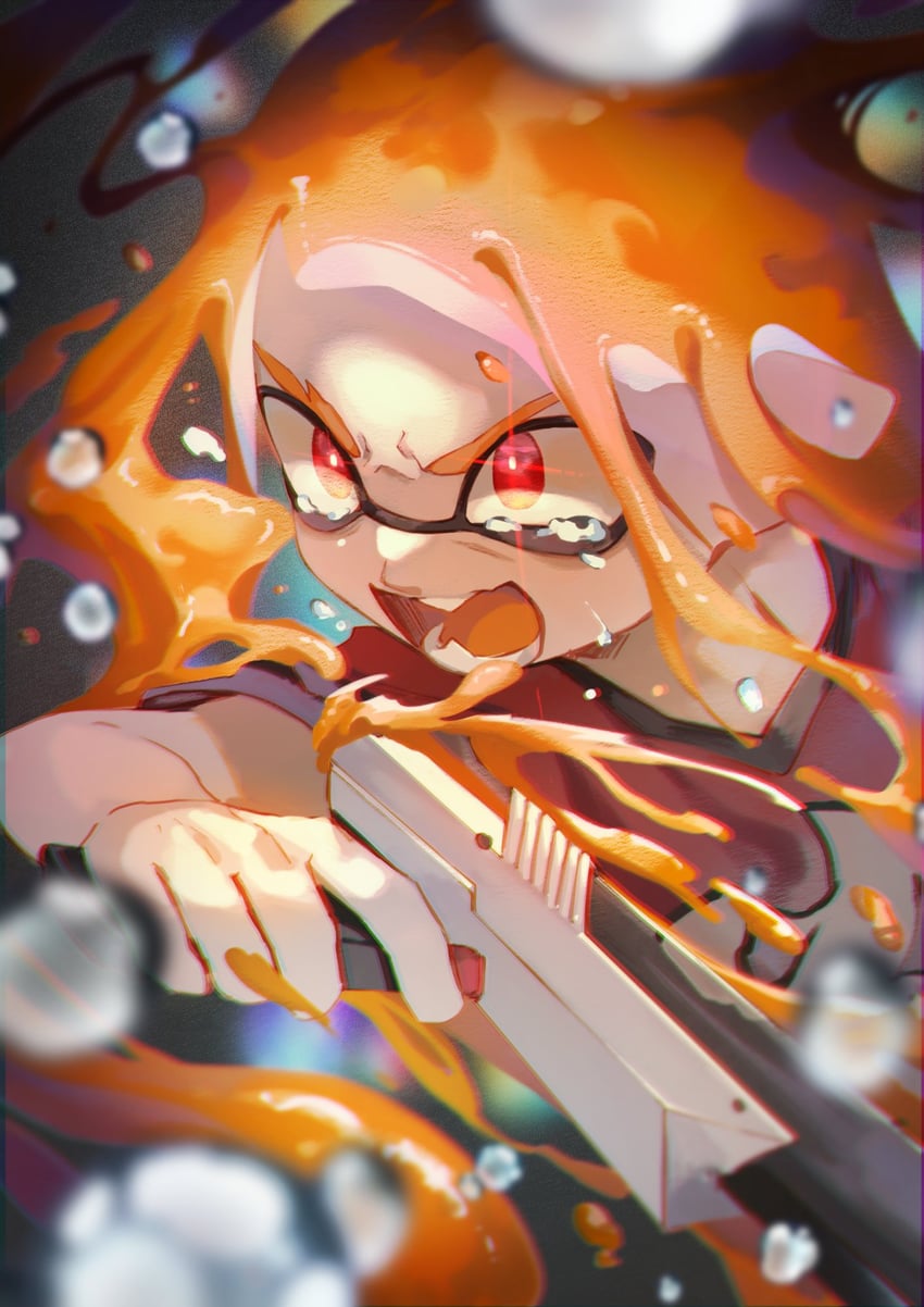 inkling player character and inkling girl (splatoon) drawn by yamagishi_chihiro