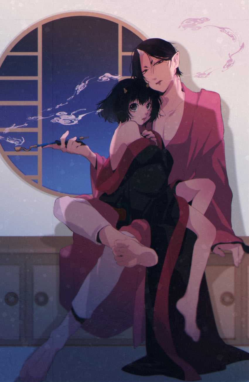 hoozuki and peach maki (hoozuki no reitetsu) drawn by hoicyo