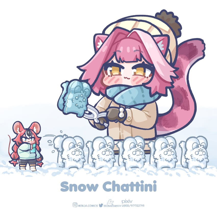 hakos baelz, raora panthera, and chattino (hololive and 1 more) drawn by monja_(monja0521)