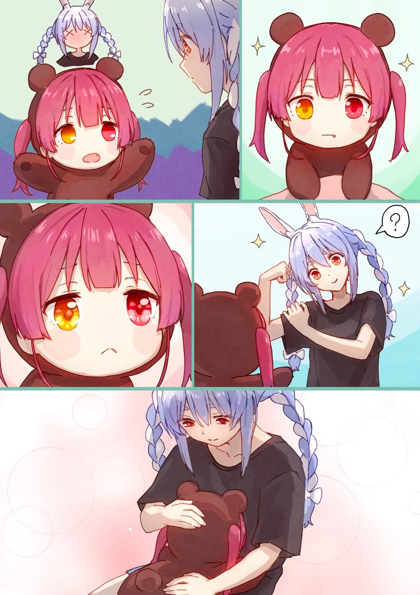 houshou marine, usada pekora, and houshou kumarine (hololive) drawn by yami_ara