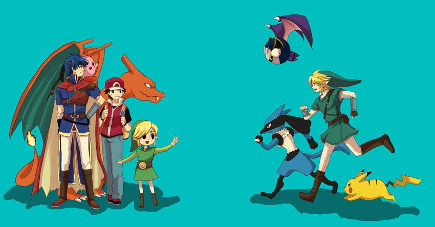 link, pikachu, kirby, red, charizard, and 4 more (pokemon and 6 more)