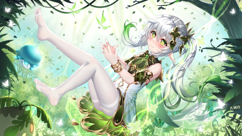 nahida, slime, and fungi (genshin impact) drawn by dahe_zhuang_(yishi_fanhua)