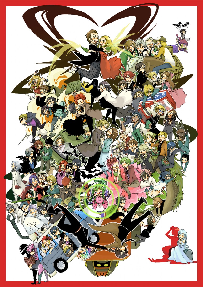 orihara izaya, sonohara anri, heiwajima shizuo, celty sturluson, ryuugamine mikado, and 73 more (durarara!! and 4 more) drawn by tsukumoya_hajime