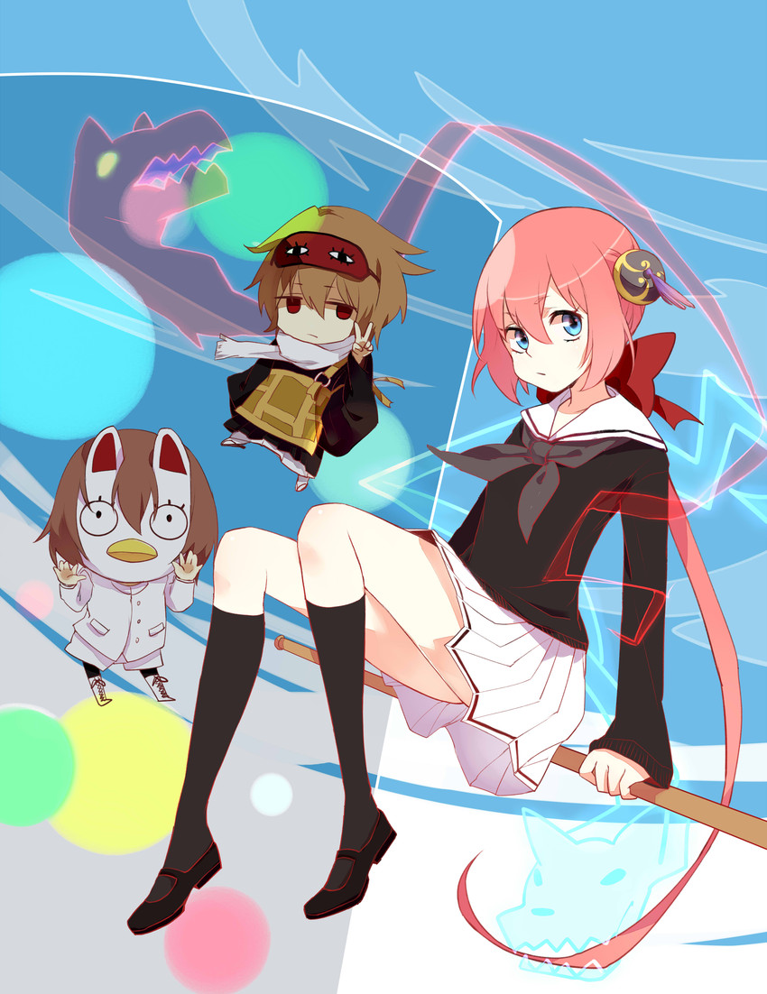 kagura, okita sougo, kugimiya rie, koto, un, and 4 more (gintama and 1 more) drawn by vveird
