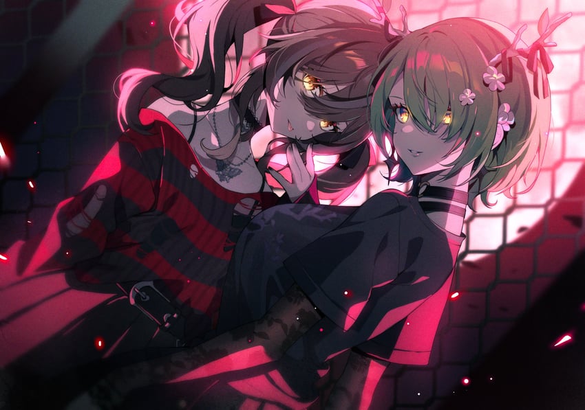 nanashi mumei and ceres fauna (hololive and 1 more) drawn by yotte