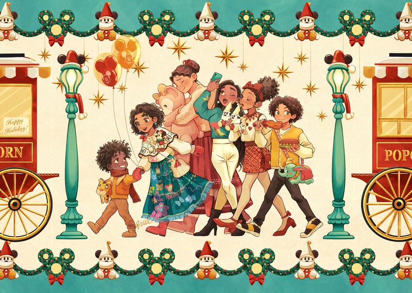 mickey mouse, duffy the disney bear, mirabel madrigal, isabela madrigal, dolores madrigal, and 4 more (mickey mouse & friends and 3 more) drawn by melchencanto