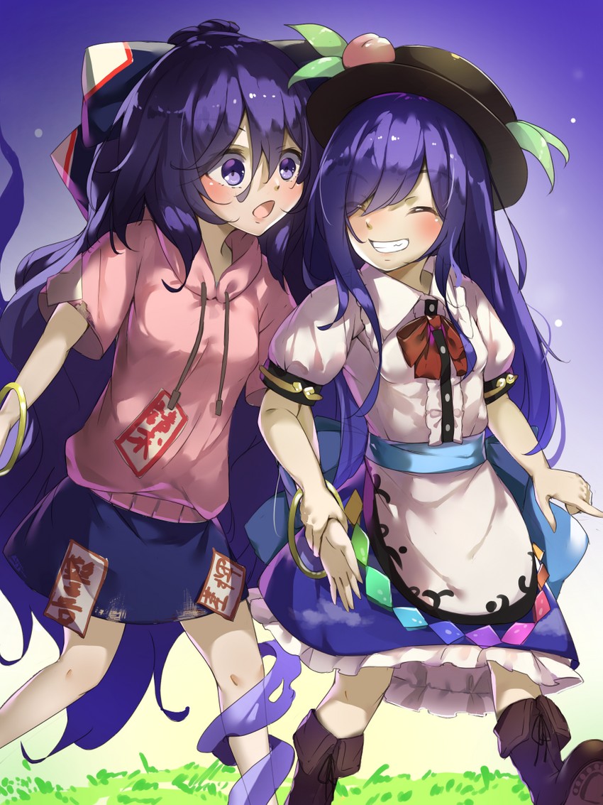 hinanawi tenshi and yorigami shion (touhou) drawn by piyodesu