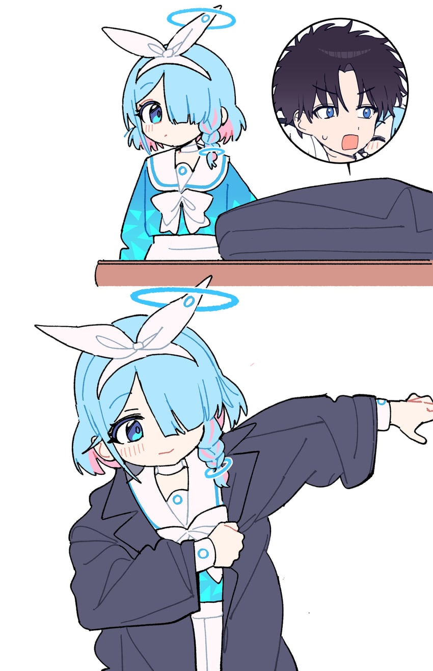sensei and arona (blue archive) drawn by je_o_mo