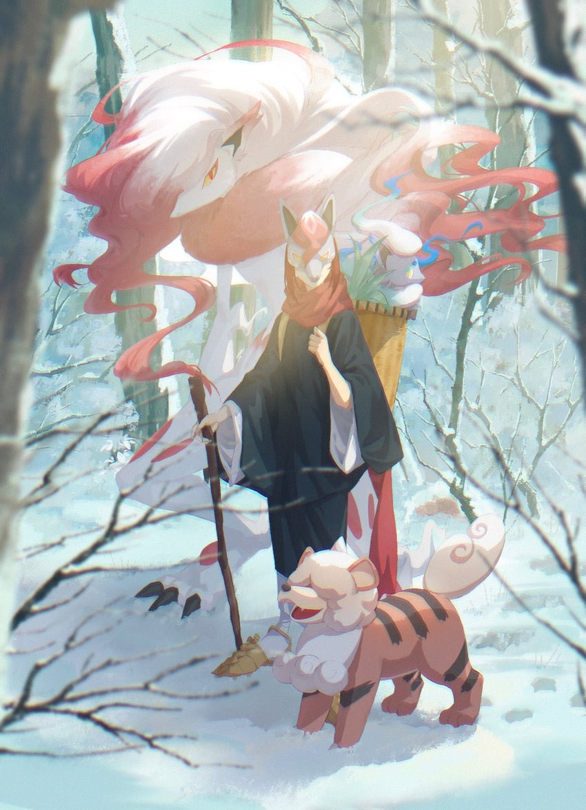 hisuian zorua, hisuian zoroark, and hisuian growlithe (original and 1 more) drawn by big-starfish